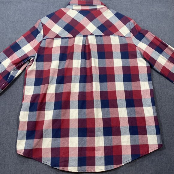 I Joan Red/Blue Plaid Button-Up Shirt Womens Size L 50% Cotton/50% Polyester - Picture 2 of 11